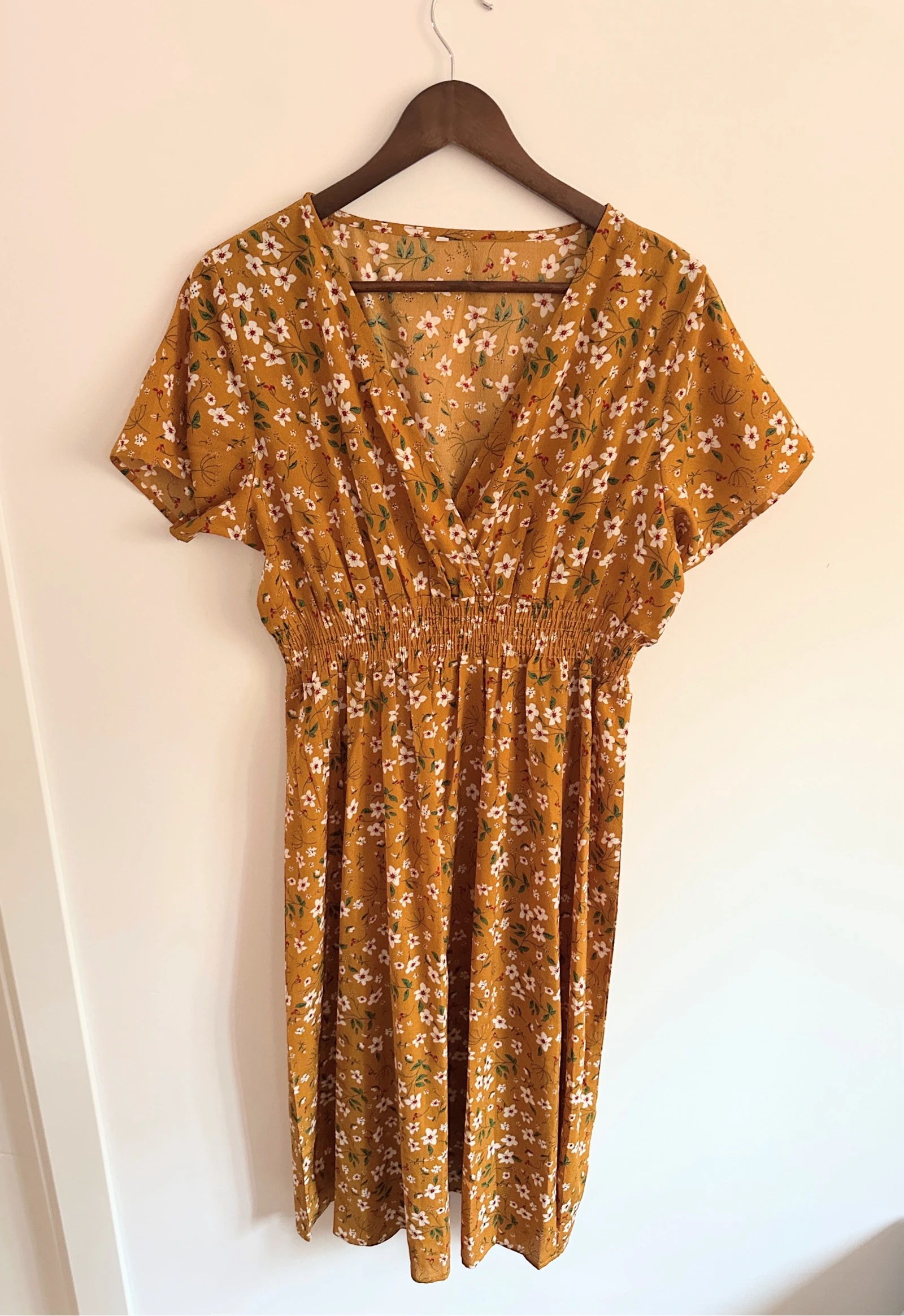 Mustard floral boho-style midi dress - Basic bohemian size XL – photo 7